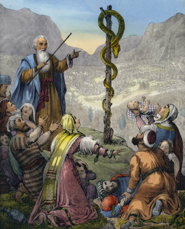 The Brazen Serpent (farvet gravering) af Siegfried Detler Bendixen