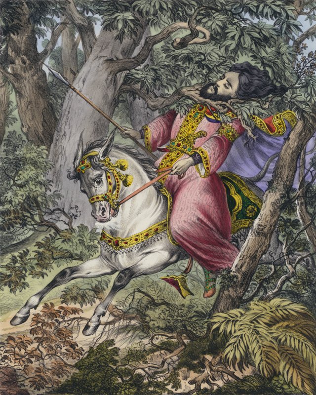 Absoloms død (farvet gravering) af Siegfried Detler Bendixen