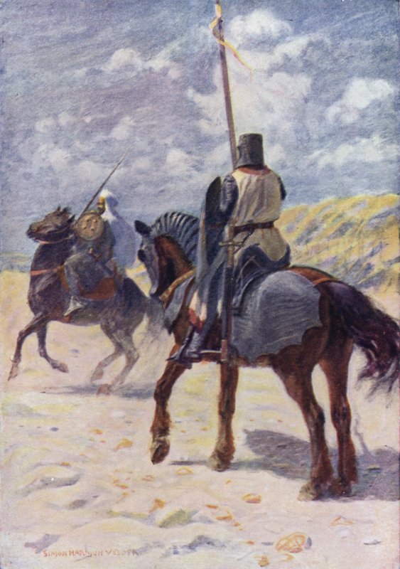Illustration til Sir Walter Scotts The Talisman (farve litho) af Simon Harmon (after) Vedder