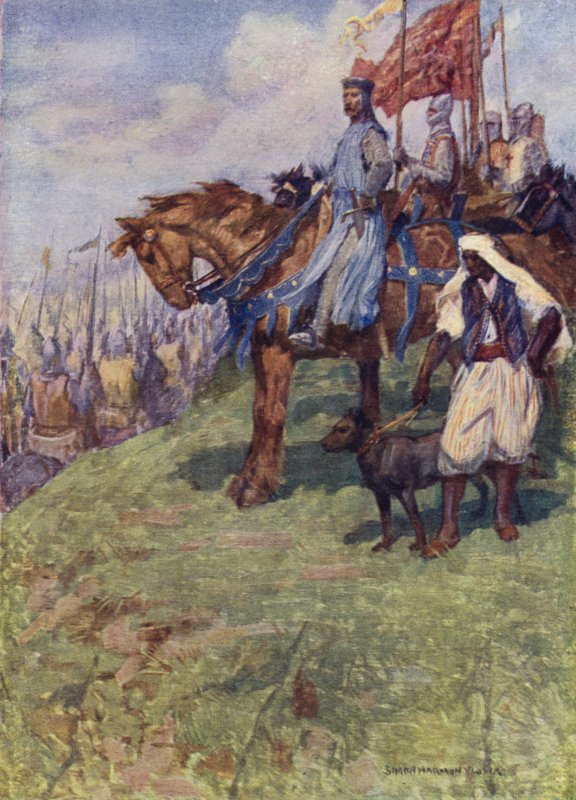 Illustration til Sir Walter Scotts The Talisman (farve litho) af Simon Harmon (after) Vedder