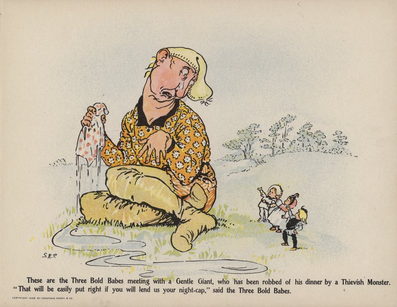 Illustration til Further Doings of the Three Bold Babes (farvelitografi) af Sophia Rosamond Praeger