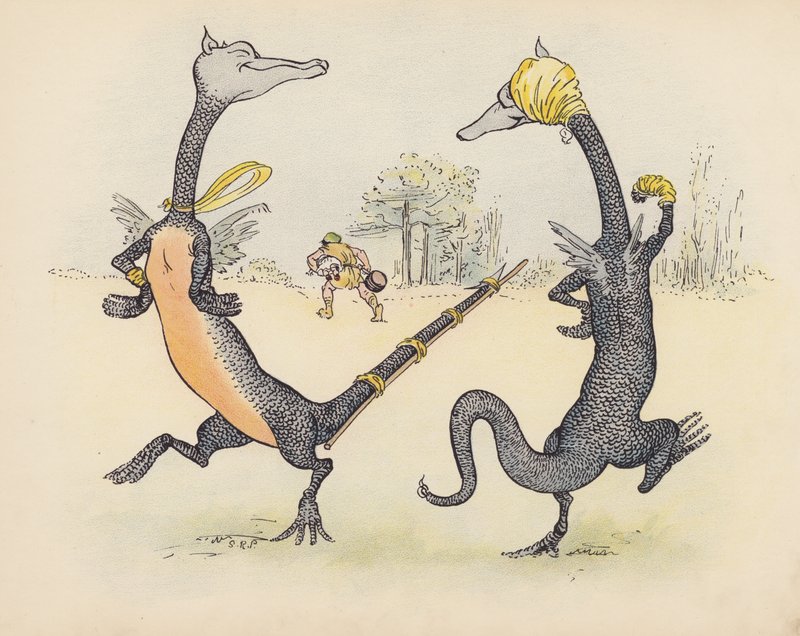 Illustration til Little Twin Dragons af S Rosamond Praeger (farvelitografi) af Sophia Rosamond Praeger