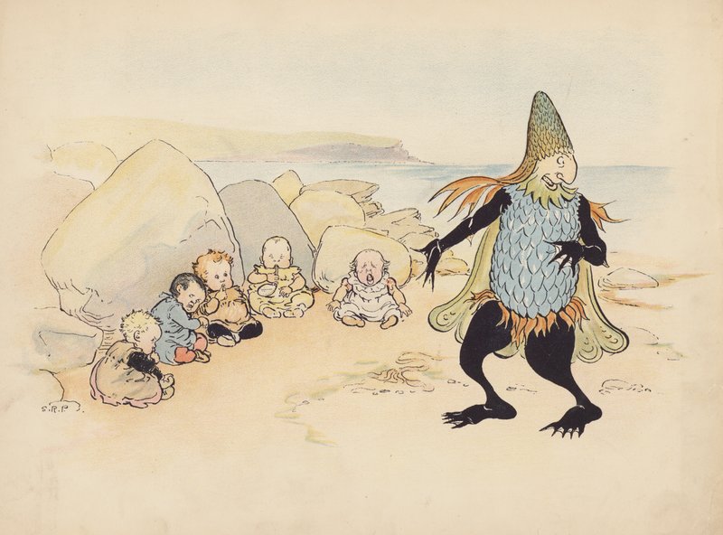 Illustration til Little Twin Dragons af S Rosamond Praeger (farvelitografi) af Sophia Rosamond Praeger