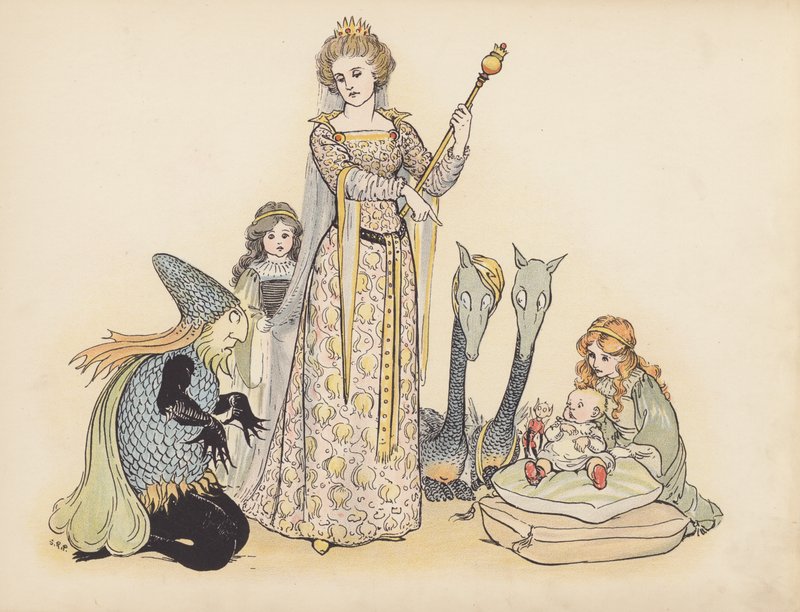 Illustration til Little Twin Dragons af S Rosamond Praeger (farvelitografi) af Sophia Rosamond Praeger