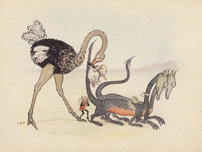 Illustration til Little Twin Dragons af S Rosamond Praeger (farvelitografi) af Sophia Rosamond Praeger