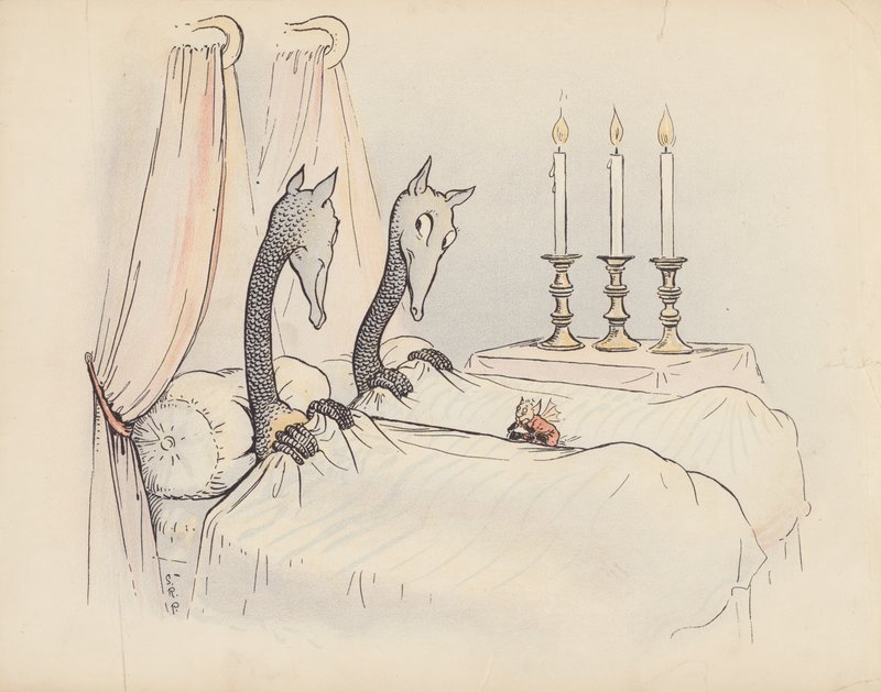 Illustration til Little Twin Dragons af S Rosamond Praeger (farvelitografi) af Sophia Rosamond Praeger