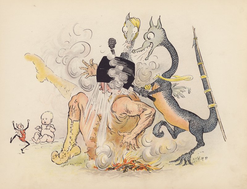 Illustration til Little Twin Dragons af S Rosamond Praeger (farvelitografi) af Sophia Rosamond Praeger