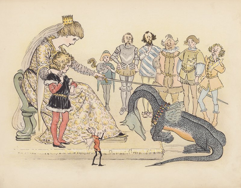 Illustration til Little Twin Dragons af S Rosamond Praeger (farvelitografi) af Sophia Rosamond Praeger