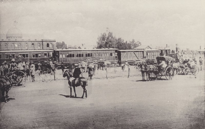 Historisk udsigt, det første tog til Johannesburg (s/h foto) af South African Photographer