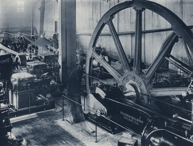 Interiør, motor- og dynamorum, Crown Reef Gold Mining Company (s/h-billede) af South African Photographer