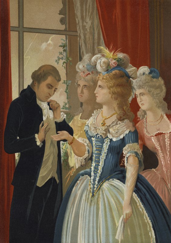 Alessandro Cagliostro og Marie Antoinette på Petit Trianon, Versailles af Spanish School