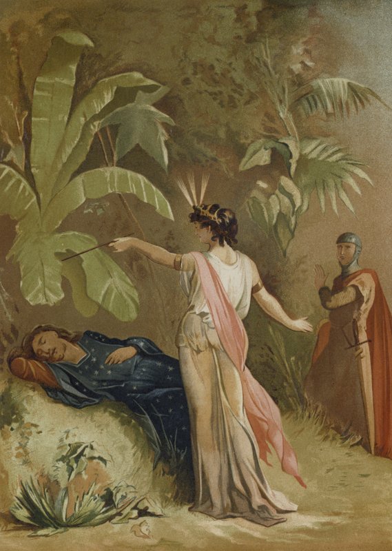 Merlin og Viviane, Lady of the Lake af Spanish School