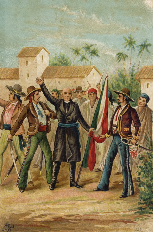 Den katolske præst Miguel Hidalgo y Costilla udsteder Grito de Dolores med opfordring til mexicansk uafhængighed, 15. september 1809 af Spanish School