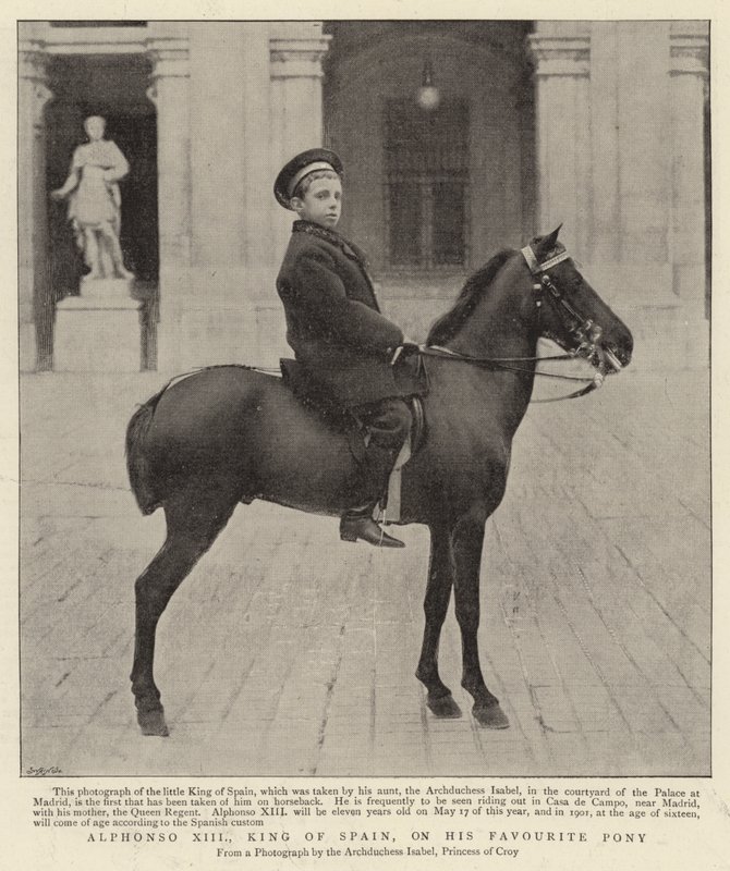 Alfonso XIII, konge af Spanien, på sin yndlingspony af Spanish Photographer