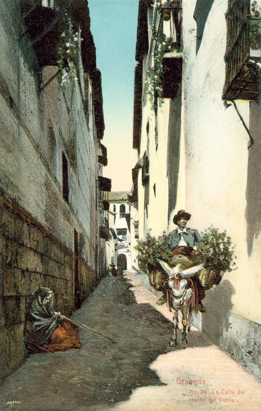 Granada, La Calle Del Horno Del Vidrio, Spanien (farvefoto) af Spanish Photographer