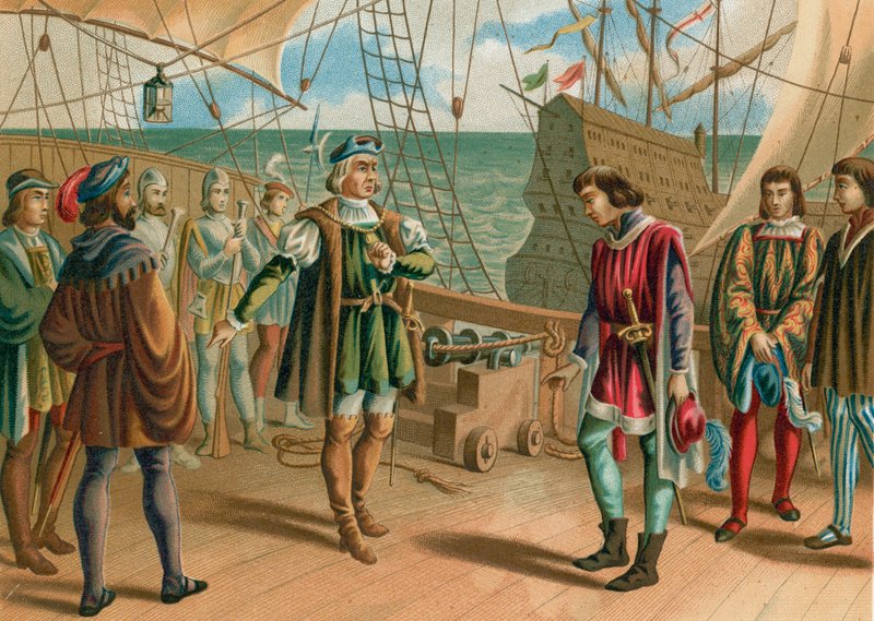Columbus ignorerer ordrer fra den portugisiske admiral af Spanish School