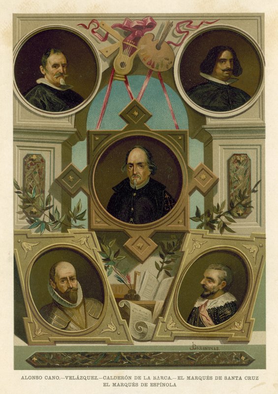 Berømte spanske historiske figurer fra det 17. århundrede af Spanish School