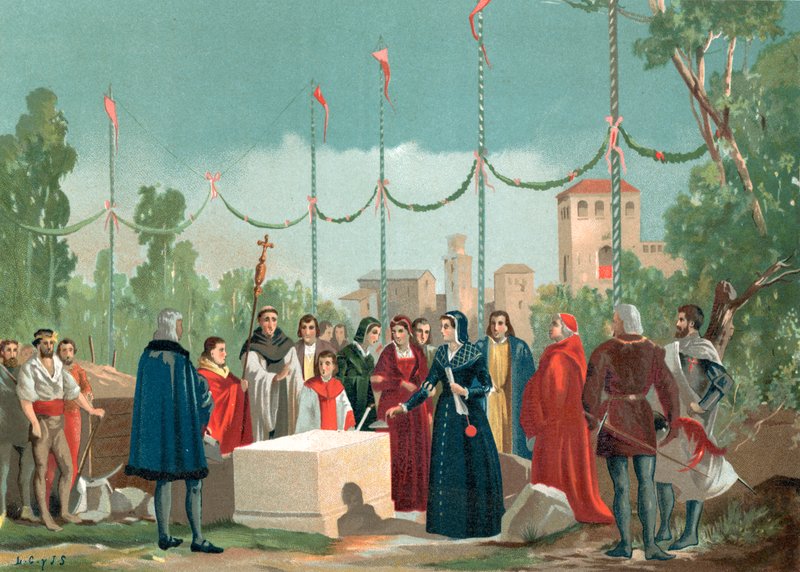 Stiftelsen af Latina-hospitalet i Madrid i 1506 af Spanish School