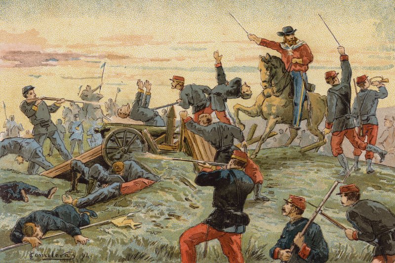Giuseppe Garibaldi i slaget ved San Antonio del Santo, Uruguayansk borgerkrig, 1846 af Spanish School