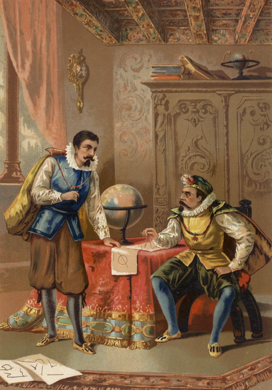 Johannes Kepler og Tycho Brahe ved Prags observatorium, c1600 af Spanish School