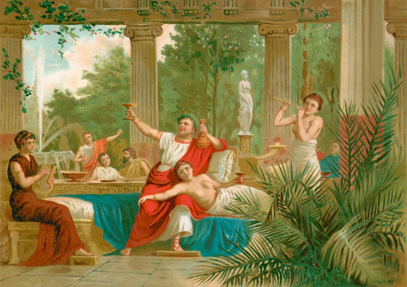 Nero i en bachanalsk scene af Spanish School