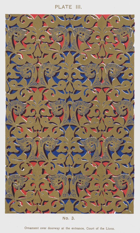 Ornament over døråbningen ved indgangen, Court of the Lions (farve litho) af Spanish School
