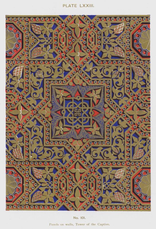 Paneler på vægge, Tårn of the Captive (farve litho) af Spanish School