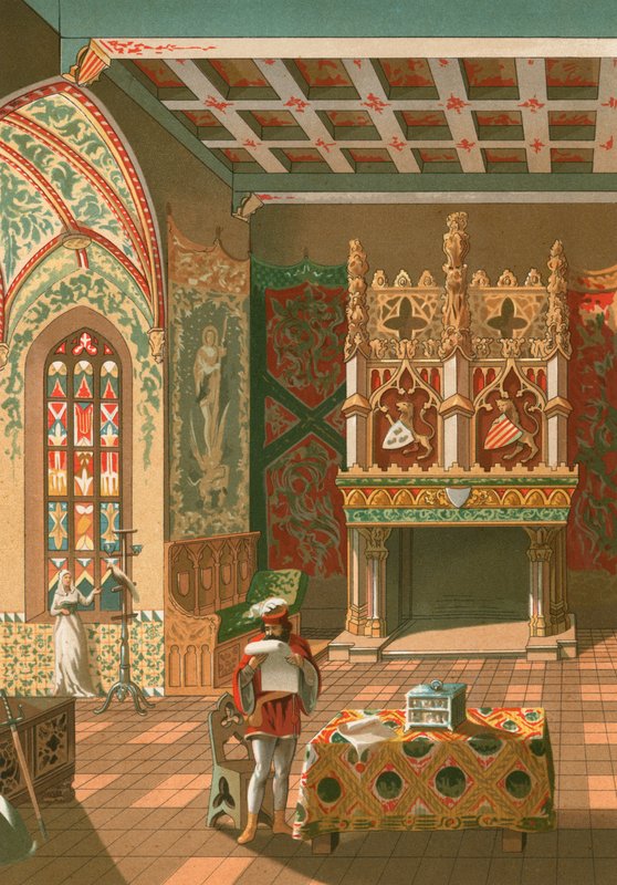 Salon af et feudalt slot af Spanish School