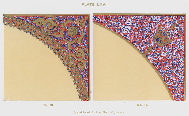 Spandrils of Arches, Hall of Justice (farve litho) af Spanish School