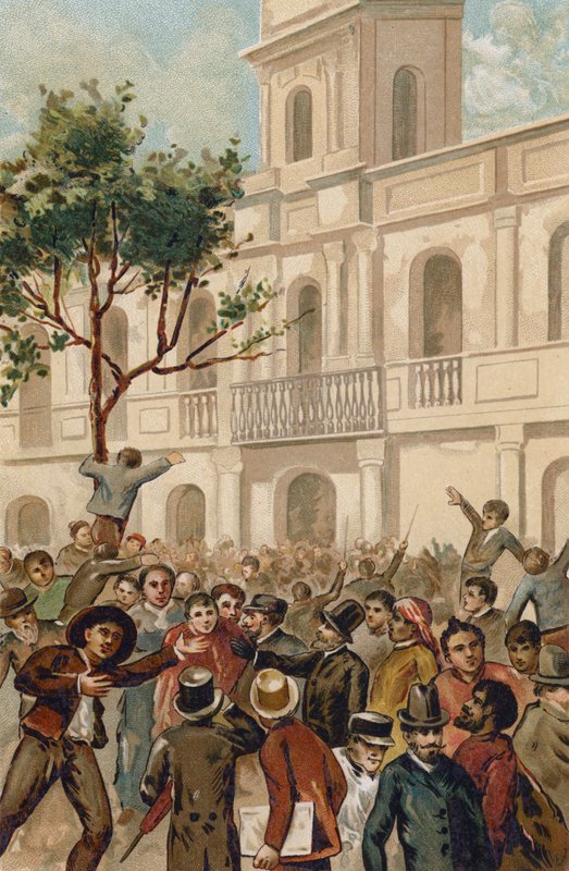 Oprør mod præsident Juarez Celman i Argentina, Buenos Aires, 1890 af Spanish School