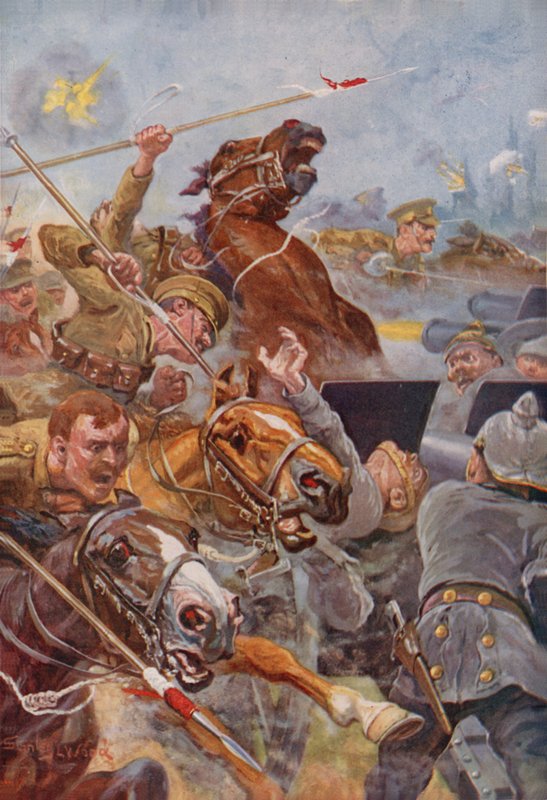 Angrebet af 9. Lancer under tilbagetoget fra Mons af Stanley L. Wood