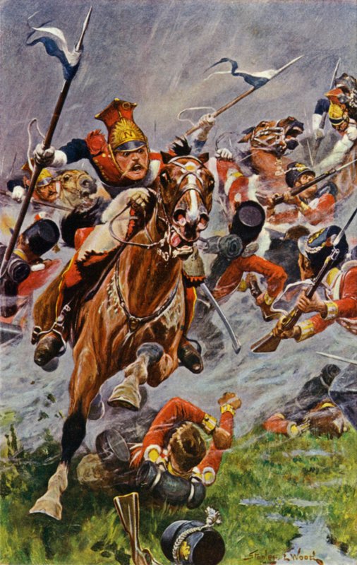 Albuera, anfører for de polske Lancers bagved briterne af Stanley L. Wood