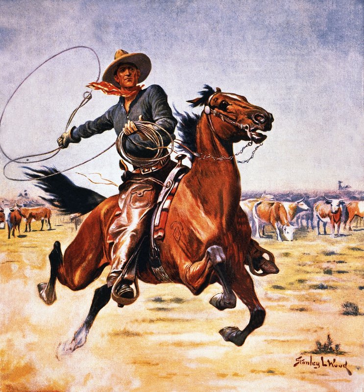 Cowboy med lasso af Stanley L. Wood