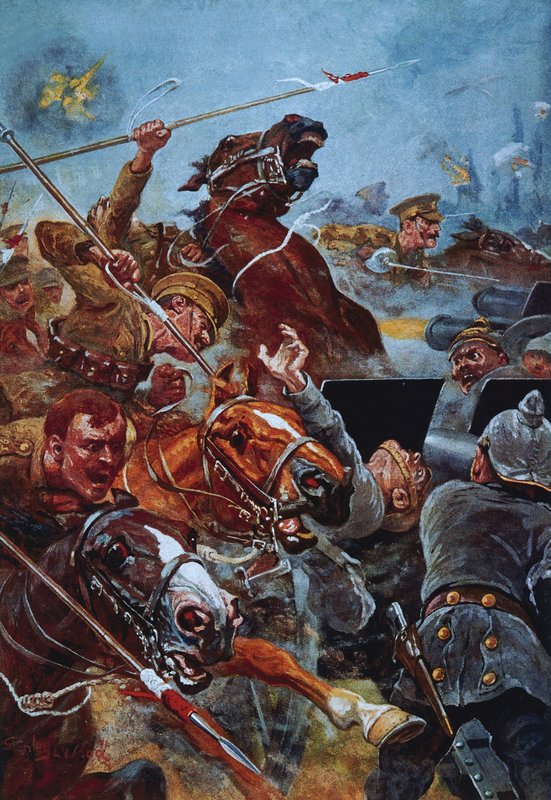 Angrebet af 9. Lancer under tilbagetoget fra Mons af Stanley L. Wood