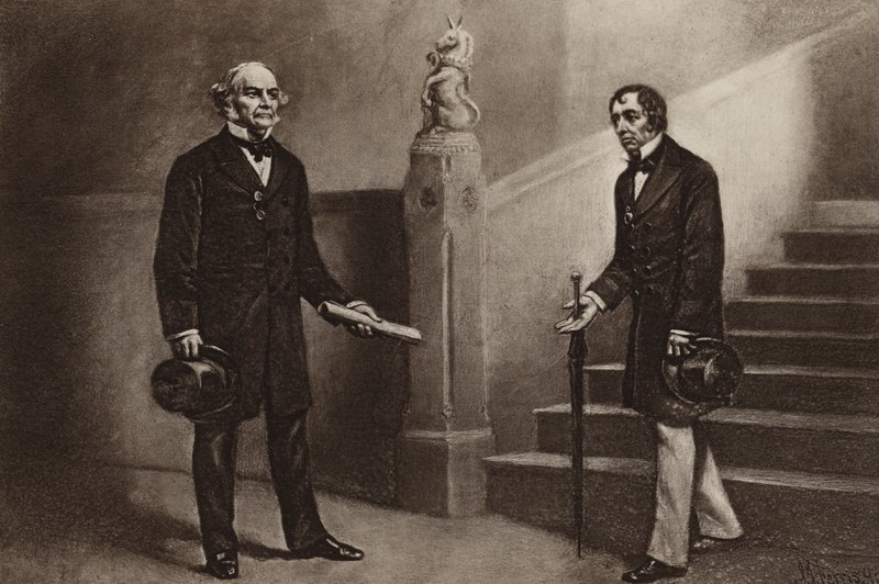 Gladstone og Disraeli, Beaconsfield (fotogravure) af Stephen James (after) Ferris