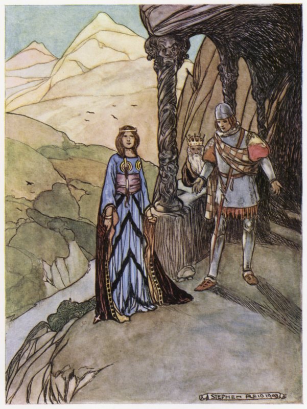 Illustration til Siegfried the Dragon-Slayer (farve litho) af Stephen Reid