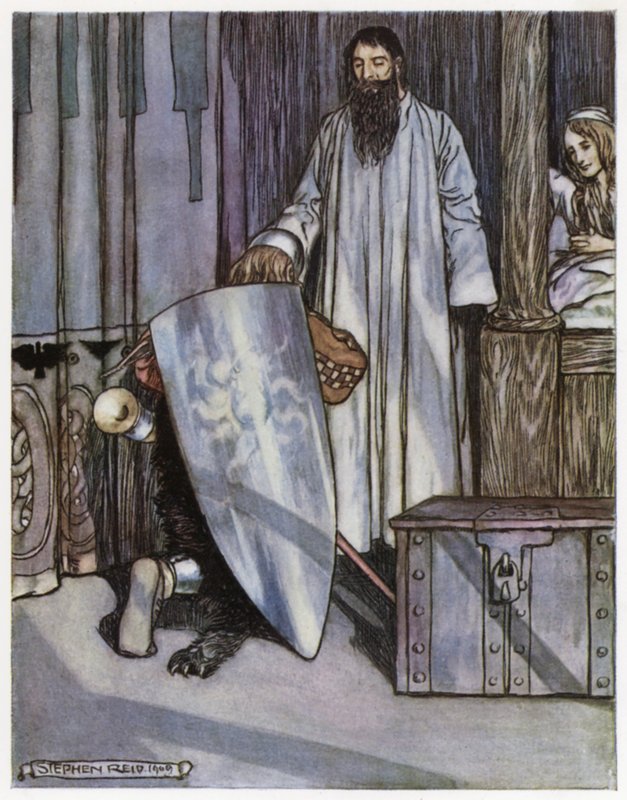Illustration til Siegfried the Dragon-Slayer (farve litho) af Stephen Reid