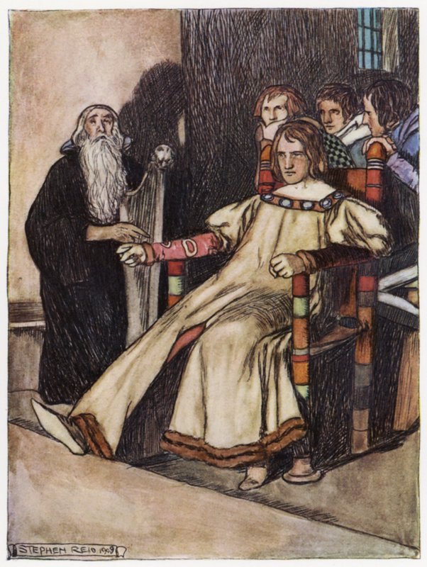 Illustration til Siegfried the Dragon-Slayer (farve litho) af Stephen Reid