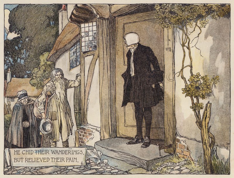 Illustration til The Deserted Village af Oliver Goldsmith (farvelitografi) af Stephen Reid