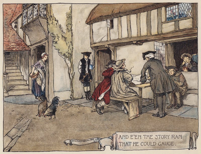 Illustration til The Deserted Village af Oliver Goldsmith (farvelitografi) af Stephen Reid