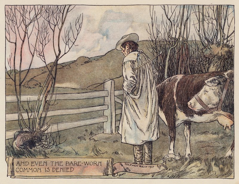 Illustration til The Deserted Village af Oliver Goldsmith (farvelitografi) af Stephen Reid