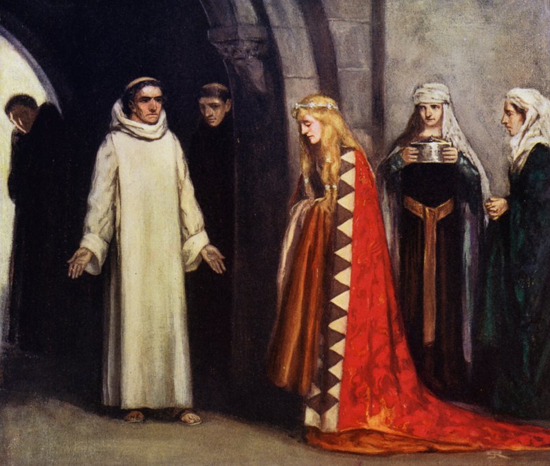 Sankt Bernard og hans søster Hombeline (farve litho) af Stephen Reid