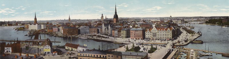 Stockholm: Panorama Fran Katarinahissen (farvet foto) af Swedish Photographer