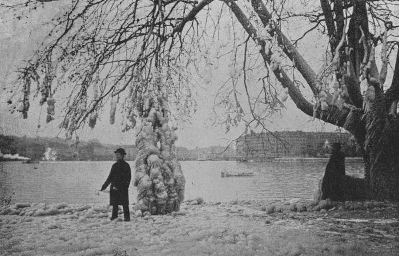 På Eaux-Vives i Genève, vinter 1896 (s/h foto) af Swiss Photographer