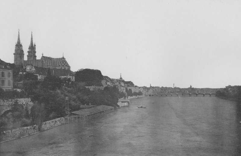 Basel, katedralen og Rhinen (s/h foto) af Swiss Photographer