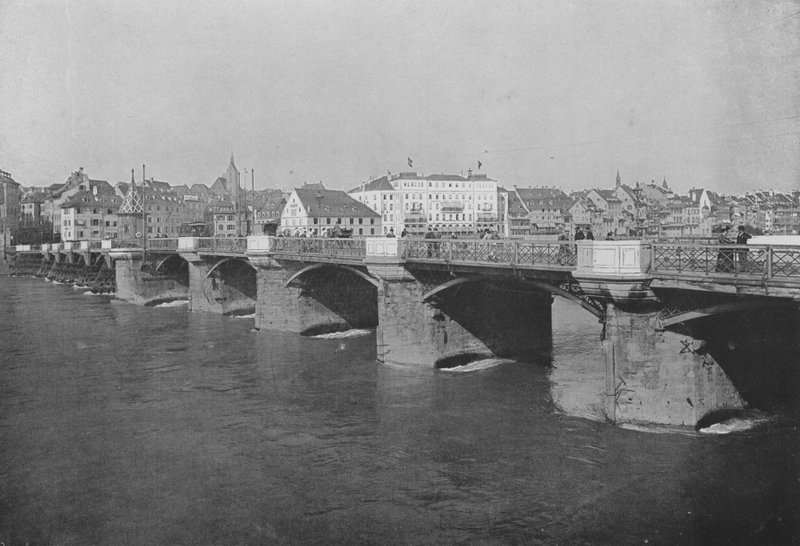 Basel, Den Gamle Rhinbro (s/h foto) af Swiss Photographer
