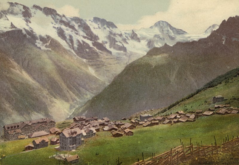 Berner Oberland: Murren, total visning (farvet foto) af Swiss Photographer