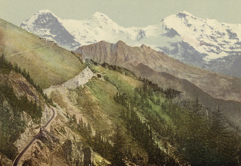 Berner Oberland: Schynige Platte, jernbanelinje (farvet foto) af Swiss Photographer