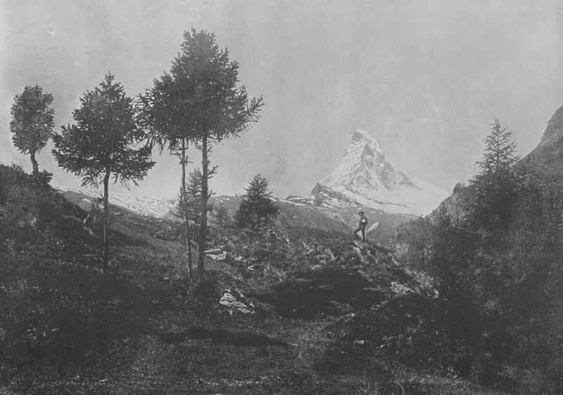 Alpelandskab og Matterhorn (s/h foto) af Swiss Photographer