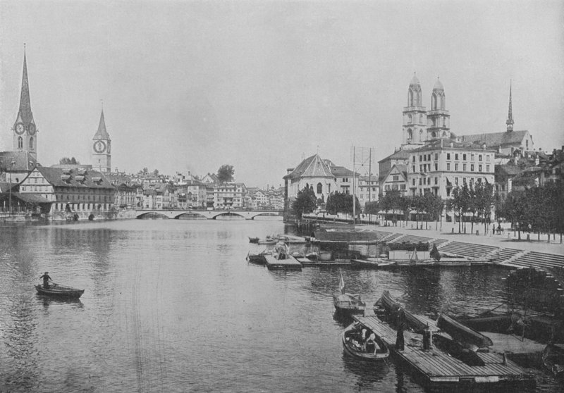 Zürich og Limmat (s/h foto) af Swiss Photographer